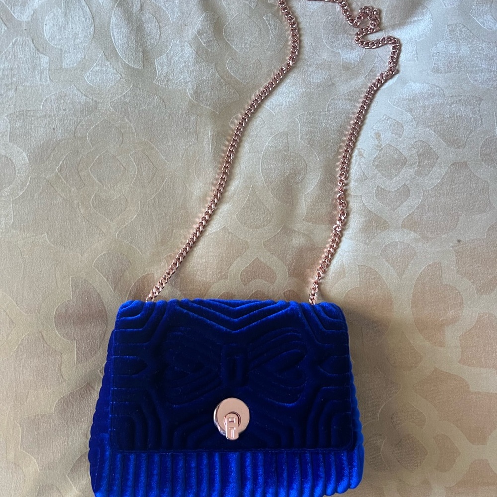 Ted Baker London Royal Blue Velvet Crossbody Bag